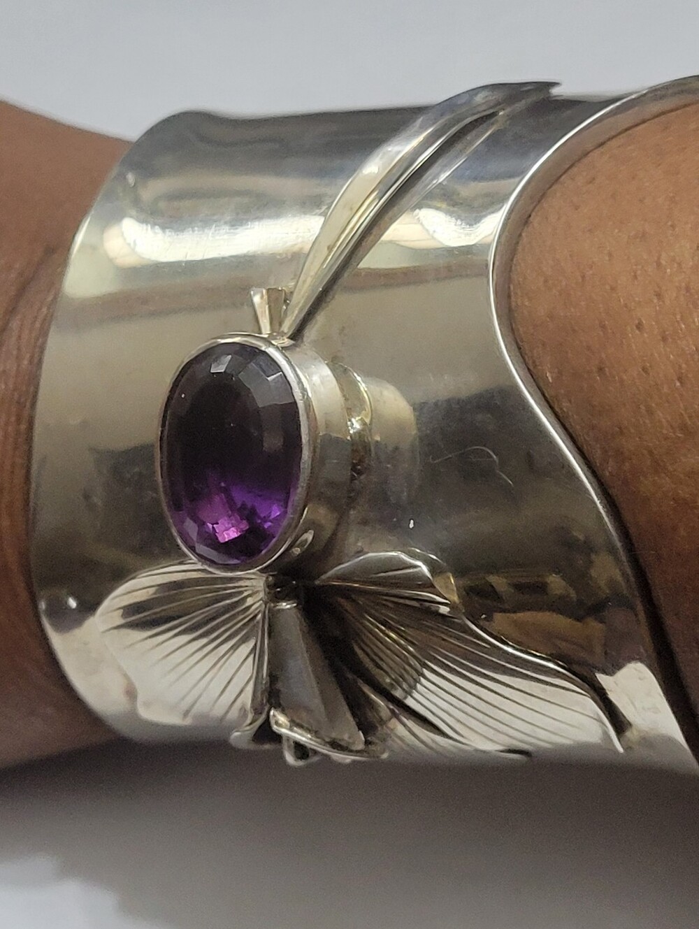 CAROL FELLEY ORCHID AMETHYST STERLING CUFF BRACELET NWOT